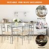 5 piece dining table and 4 chairs glass top kitchen breakfast furniture brown