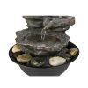 9.84inches Cascading Resin-Rock Falls Tabletop Water Fountain with LED Lights&Ball, Indoor Oudoor Decorative Tabletop Fountain for Stress Relief