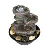 9.84inches Cascading Resin-Rock Falls Tabletop Water Fountain with LED Lights&Ball, Indoor Oudoor Decorative Tabletop Fountain for Stress Relief