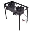 Double Burner Gas Propane Cooker Outdoor Camping Picnic Stove Stand BBQ Grill