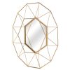 Free shipping Iron Wall Mirror Radial Triangle Round Mirror Iron Wall Mirror Decorative Mirror 25.5inch  Golden  YJ