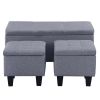 Large Storage Ottoman Bench Set; 3 in 1 Combination Ottoman; Tufted Ottoman Linen Bench for Living Room; Entryway; Hallway; Bedroom Support 250lbs