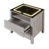 Multifunctional Storage Nightstand with 2 Drawers and an open shelf; Wireless Charging with adjustable LED; Brown