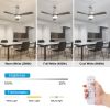 Ceiling Fan with Lights;  52" Ceiling Fan with Remote Control;  Noiseless Reversible DC Motor and 3 Wood Blades;  Timer;  6 Speed for Patio Living Roo