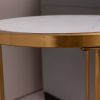 Sintered stone round side/end table with golden stainless steel frame