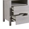 Multifunctional Storage Nightstand with 2 Drawers and an open shelf; Wireless Charging with adjustable LED; Brown