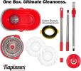 Spin Mop and Bucket with Wringer Set - for Home Kitchen Floor Cleaning - Wet/Dry Usage on Hardwood &amp; Tile - Upgraded Self-Balanced Easy Press Syst