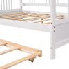 Full Size Daybed Wood Bed with Twin Size Trundle; White