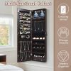 Mirror Jewelry Cabinet Jewelry Organizer Box with 2 LED Lights Brown