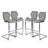 Bar chair modern design for dining and kitchen barstool with metal legs set of 4 (Grey)