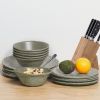 18-Piece Melamine Dinnerware Set; Serves 6; Wood Grain