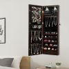 Wall Mounted Mirrored Jewelry Cabinet Organizer LED Light