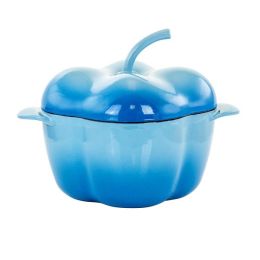 MegaChef Pepper Shaped 3 Quart Enameled Cast Iron Casserole in Blue