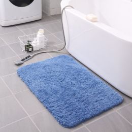 Thickened Plush Entrance Carpet Absorbent Non-slip Soft Kitchen Bathroom Bedroom Living Room Simple Floor Door Mat Home Decor (Color: Blue, size: 60x90CM(3cm thick))