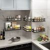 Kitchen Spice Rack Stainless Steel Spice Rack Wall-mounted With No Holes Seasoning Oil Salt Sauce Vinegar Storage Rack