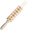 Wooden Christmas Rolling Pins Rock Snowflake Elk Embossing Baking Tool Cookies Biscuit Fondant Cake Patterned Roller