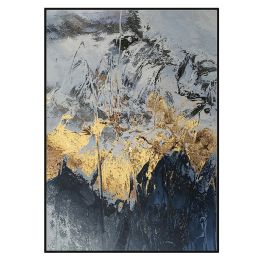 Best Art  Blue Gray Yellow Abstract Gold Foil Oil Painting Canvas Handmade Painting Home Decor Oil Painting Artwork No Frame (size: 90x120cm)