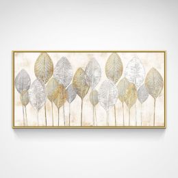 Hand Painted Thick Textured Abstract Gold Foil Oil Painting on Canvas Oil Modern Painting Fine Art Picture No Frame (size: 75x150cm)