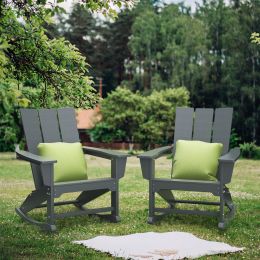 Rocking Adirondack Chairs Patio Rocker All-Weather Resistant, HDPE Plastic Resin Outdoor Lounge Furniture,Lawn Chairs for Campfire, Fire Pit, Garden, (Color: gray)