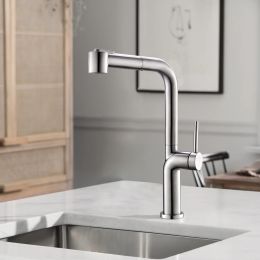 Matte Black Kitchen Faucet Pull Out Single Handle Sink Kitchen Faucet (Color: Brushed Nickel)