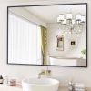 24"x36" Bathroom Wall Mirror with Rectangular Metal Frame; Black