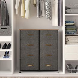 Fabric Dresser for Bedroom;  Tall Dresser with 8 Drawers;  Storage Tower with Fabric Bins;  Double Dresser;  Chest of Drawers for Closet;  Living Room (Color: Light Gray)