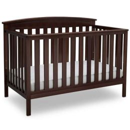 4 in 1 Convertible Crib (Color: Dark Chocolate, Material: metal, wood)