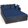 Spacious Outdoor Rattan Daybed with Upholstered Cushion