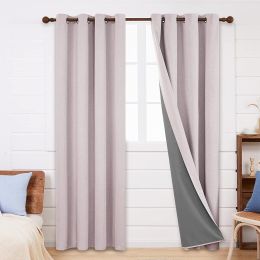 100% Blackout Curtains for Bedroom; 84 inch Length 2 Panels Set; Grommet Thermal Insulated Curtains (52" x 84"; 2 Panels) (Color: Lilac, Material: Polyester)