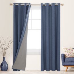 100% Blackout Curtains for Bedroom; 84 inch Length 2 Panels Set; Grommet Thermal Insulated Curtains (52" x 84"; 2 Panels) (Color: Blue, Material: Polyester)