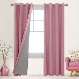 100% Blackout Curtains for Bedroom; 84 inch Length 2 Panels Set; Grommet Thermal Insulated Curtains (52" x 84"; 2 Panels) (Color: Pink, Material: Polyester)