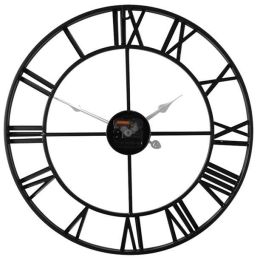 16"/23" Large Metal Wall Clock Giant Roman Numeral Garden Decoration (Color: 23", size: black)