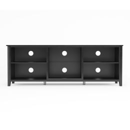 WESOME TV Stand Storage Media Console Entertainment Center; Tradition Black (Color: Black)