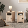 Set of 2 Wood Side Table, Narrow End Table with Cabinet and Shelf, 2-Tier Nightstand for Small Space