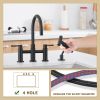 Double Handle Bridge Kitchen Faucet with Side Spray