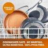 12 Piece Cookware Set; Non-Stick Copper Coating; Includes Skillets; Frying Pans and Stock Pots; Dishwasher and Oven Safe; Graphite