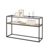 48.03" Glass Console Sofa Table;  Modern Open Hallway Table;  Narrow Entryway Table;  2 Shelves Couch Side Table with Adjustable Feet