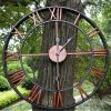 16"/23" Large Metal Wall Clock Giant Roman Numeral Garden Decoration