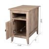 Set of 2 Wood Side Table, Narrow End Table with Cabinet and Shelf, 2-Tier Nightstand for Small Space