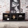 WESOME TV Stand Storage Media Console Entertainment Center; Tradition Black