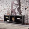 WESOME TV Stand Storage Media Console Entertainment Center; Tradition Black