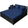 Spacious Outdoor Rattan Daybed with Upholstered Cushion