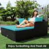 Spacious Outdoor Rattan Daybed with Upholstered Cushion