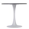 31.5"H White Tulip Table Mid-Century Dining Table with Round MDF Table Top;  Pedestal Dining Table;  End Table Leisure Coffee Table XH