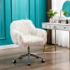 Modern Faux fur home office chair;  fluffy chair for girls;  makeup vanity Chair