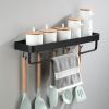 Black Hook Frame Wall-mounted Kitchen Shelf Hanging Rod Space Aluminum Hanger Storage Rack Home Condiment Rack