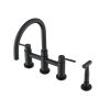 Double Handle Bridge Kitchen Faucet with Side Spray