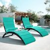 Patio Wicker Sun Lounger, PE Rattan Foldable Chaise Lounger with Removable Cushion and Bolster Pillow, Black Wicker and Beige Cushion (2 sets)