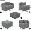 9-piece Outdoor Patio Large Wicker Sofa Set, Rattan Sofa set for Garden, Backyard,Porch and Poolside, Gray wicker