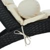 Patio Wicker Sun Lounger, PE Rattan Foldable Chaise Lounger with Removable Cushion and Bolster Pillow, Black Wicker and Beige Cushion (2 sets)